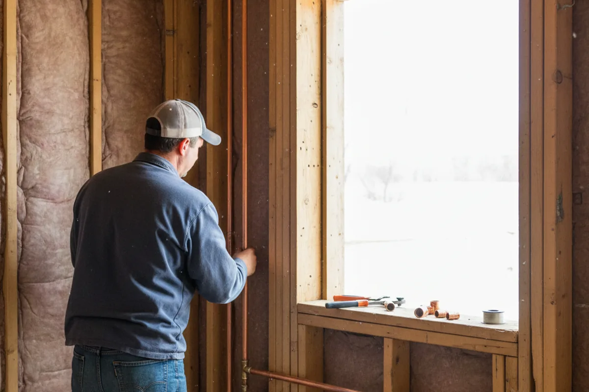 Licensed plumber running new copper supply lines in a Parris Island home