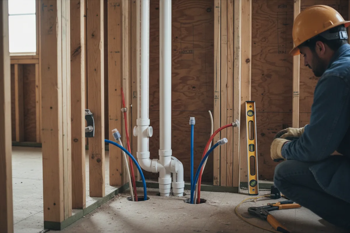 Drain and supply rough-in during Leak Detection in Parris Island