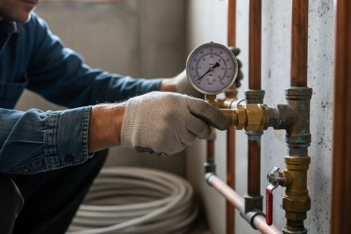 Pressure testing a repaired line during Water Line Repair in Parris Island